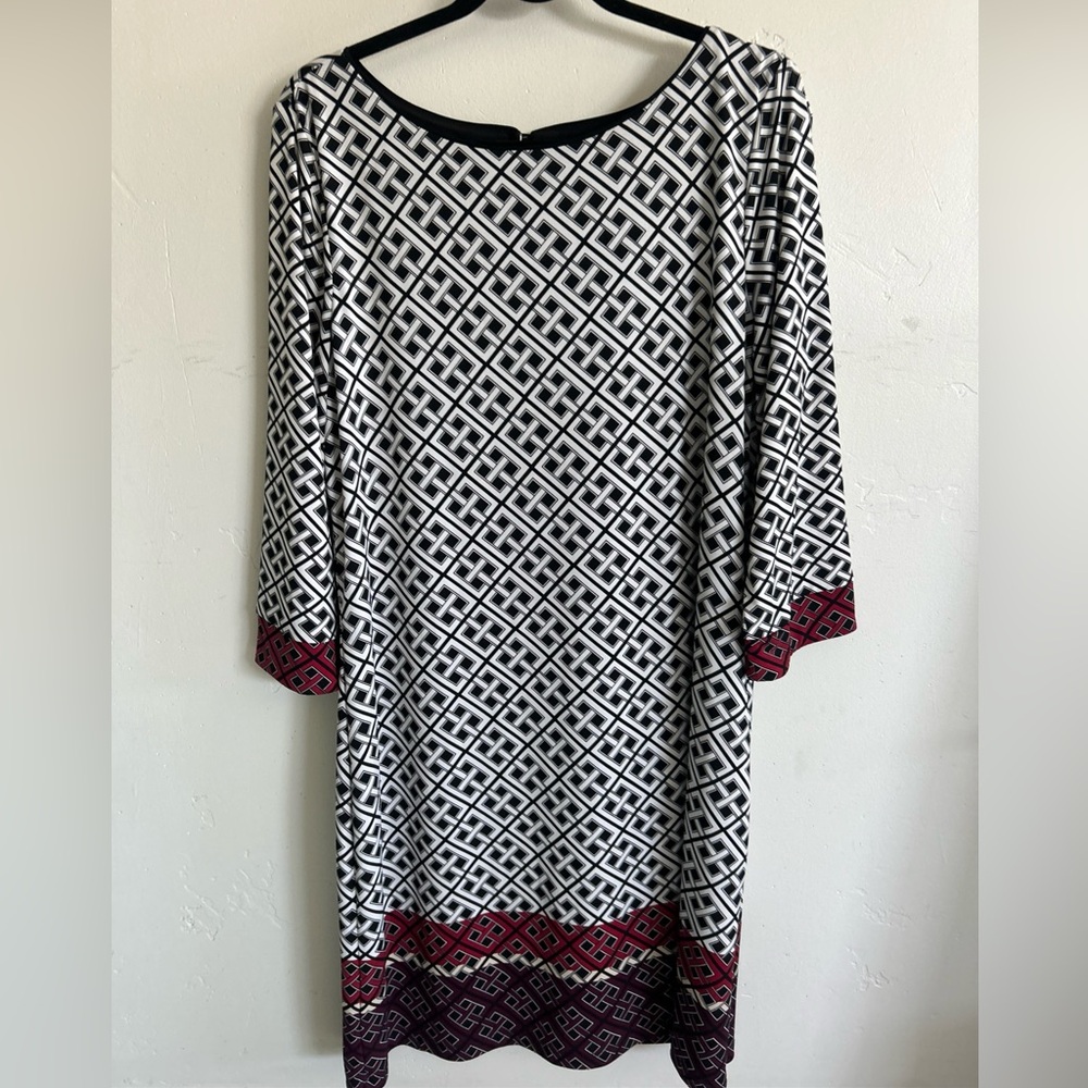 White House Black Market Multi Color Shift Dress 3/4 Sleeve Sz XL